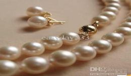 Fine Pearls Jewellery natural Fine Pearls Jewellery 89MM White Akoya Pearl Necklace Earring3413183