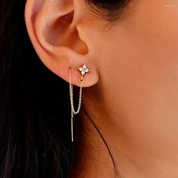 Stud Earrings BOAKO 925 Sterling Silver Flower Zircon For Women 1 Piece Longe Chain Tassel Earring Minimalist Wedding Jewellery