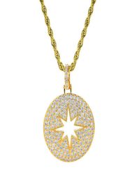 Circular hollow out star pendant necklaces zircon personality hiphop in Europe and the micro8560158