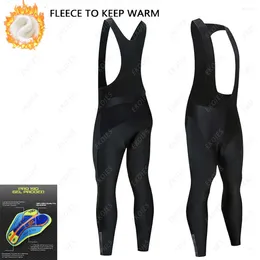 Motorcycle Apparel Black Cycling Bib Shorts Unisex Winter Thermal Fleece Long Pants Shockproof Mountain Bike Bicycle Wear Tights