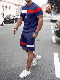 Men's Tracksuits Men Tracksuits Fashion High Quality Short Sleeve Print T Shirt Shorts Suit Casual Oversized Sportswear Male Jogging Training Set T240217