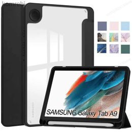 Tablet PC Cases Bags Acylic Transparent Back Tablet Cover For Samsung Galaxy Tab A9 8.7 inch 2023 Shockproof Case S9 Plus 11 Pencil Holder FundaL240217