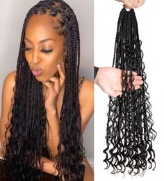 24Inch Braids Crochet Hair Faux Locs Synthetic Straight Mix Curly Barids Ombre Brown Coloured For Black Women Soft Dreadlock9681544