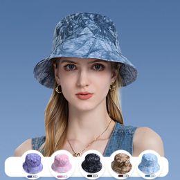 Spring and summer fisherman hat short brim basin hat outdoor travel tie-dyed sun hat sunblock hat women sun hat