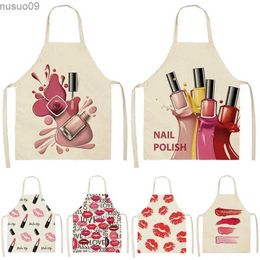 Aprons Nail Polish Lipstick Apron Kitchen Linen Aprons Bibs Household Cleaning for Aprons for Women Home Cooking Accessories Apron