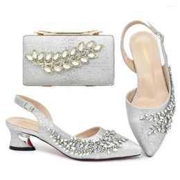 Dress Shoes Doershow Arrival African Wedding And Bag Set Silver Color Italian With Matching Bags Nigerian Women Party HPM1-2