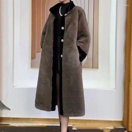 Women's Fur 2024 Winter Jacket Women Imitation Mink Fleece Coat Fashion Solid Mid Length Female Outerwear Overcoa