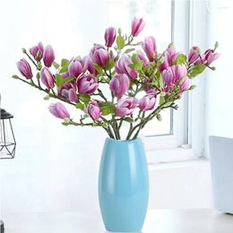 Decorative Flowers DIY With Leaves Courtyard Room Wedding Home Decoration Fake Artificial Simulation Magnolia Bouquet