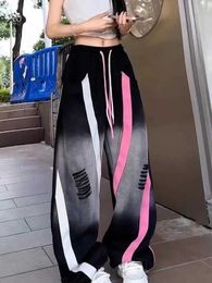 Women's Jeans American trend personality Harajuku hip-hop straight wide leg pants Y2K new clown loose casual pants punk fashion mop pants J240217