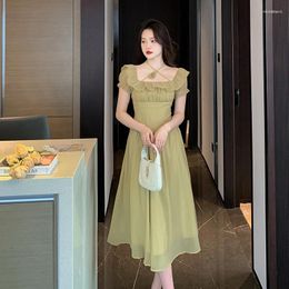 Party Dresses French Vintage Female Summer A Word 2024 Stunning Fruit Green Skirt Dress