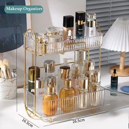 Acrylic Cosmetics Storage Rack Desktop Makeup Organizer Lipstick Doubledeck Shelf Dresser Box Save Space 240125