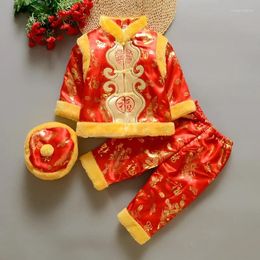 Ethnic Clothing Tang Suit Chinese Traditional Costume For Baby Boys Girls Embroidery Winter Red Year Birthday Gift Christmas Shoes