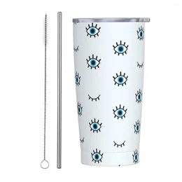 Tumblers Stainless Steel Tumbler Evil Eyes Car Mugs With Straws Magical Travelist Cold And Water Bottle Leakproof Large Coffee Mug