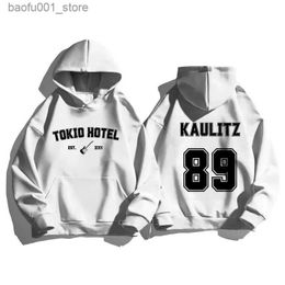 Moletons masculinos Moletons 2023 Outono Inverno Tokio Hotel Hoodie Algodão Kaulitz Fashion Band Luxo Moletom Com Capuz Impressão Simples Homens Mulheres Pulôver Q240217