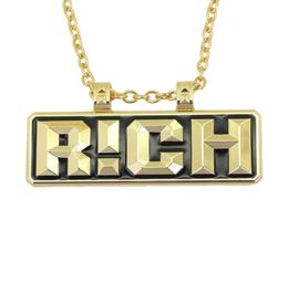 hip hop Letters RICH pendant necklaces for men luxury necklace rapper Cuban link chain same necklace with the rap of China 6445372