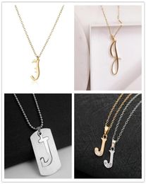 Letter J Stainless steel alloy Alphabet name Initial pendant necklace monogram America English word sign chain friend woman mothe9000684