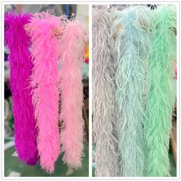 2 Metres Natural Ostrich Feather Boa 6ply Ostrich Feathers Trim Shawl Dyed Various Party Clothing Decoration Plume Scarf 240119