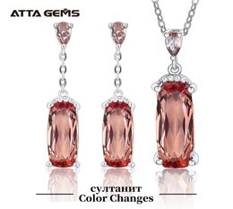 Zultanite Solid Silver Jewelry Set for Women Wedding Engagement Jewelry 10 Carats Created Diaspore Top Quality C10048343407