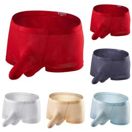 Underpants Sexy Men Elephant Nose Underwear Boxer Thin Breathable Briefs Ice Silk Shorts Panties Bulge Pouch Lingeries