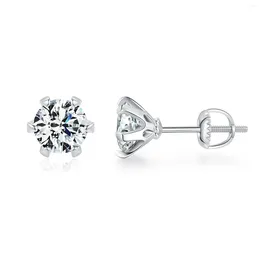 Stud Earrings Luxury S925 Sterling Silver D Colour VVS1 1 Carat Moissanite Classic Six Crown For Women Wedding