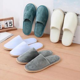 Slippers 4Pairs/Lot El Men Women Top Quality Velvet Travel Disposable Cotton Home Hospitality Shoes SPA Guest Slides