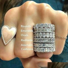 Wedding Rings Choucong Top Selling Never Fade Sparkling Luxury Jewellery 925 Sterling Sier Princess Cut White Topaz Cz Diamond Promise Dh26T