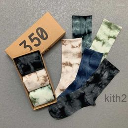 Socks Mens Streetwear Vortex Tie-dye Stockings Cotton Harajuku 3 Pairs/box Women Fashion Hip Hop Pack Couples RWOO