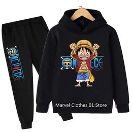 Clothing Sets Hot One Pieces Hoodie Set Kids Luffy Clothes Boys Girls Clothing childrens jersey sports suit autumn hoodie pants 2-piece set