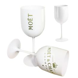 White Plastic Acrylic Goblet Moet Champagne Glass Acrylic Plastic Cups Celebration Party Drinkware Drinks Moet Wine Glass Cup LJ20248P