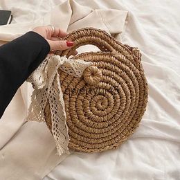 Totes Woven Bow Decors Straw Round Bags For Women Summer Crossbody Bag Purse Beac sac a main femmeH24217