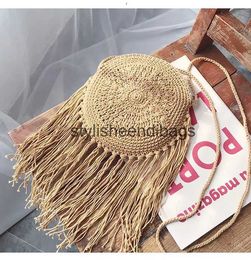 Shoulder Bags Bohemian Round Long Tassel Straw Rattan Women Crossbody Wicker Lady Bag Small Purses Summer Beach BaliH24217
