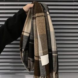 Scarves Bright Color Scarf Plaid Print Unisex Winter With Tassel Detailing Thick Warm Soft Plush Material For Neck Keeping