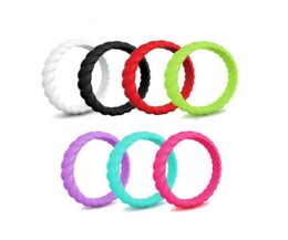 7PCSSET Silicone Ring 3MM Braid Rubber Flexible Finger Band Rings Wedding Engagement Classical Stackable Braid Hypoallergen4127659