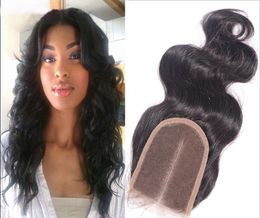 Lace Closures Body Wave Human Virgin Hair 4X4 Lace Closure Middle Part Pre Plucked Lace Frontal Closure Bleached Knots Natural Hai7437125