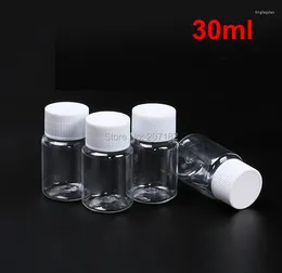 Storage Bottles 100PCS 30ml Transparent PET Small Bottle Plastic Bottle--Screw Cap With Aluminum Foil Seals