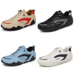 PU 2024 Shoes Casual Matte New Leather Men Black Brown White Blue Fashion Shoes Trainers Sneakers Breathabl 23
