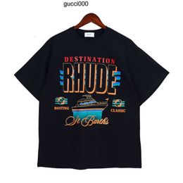 Rhude T shirt Europe America Mens T shirt Rhude Designer Brand Clothing Round neck High quality Short Sleeve US Size S-XXL AWZM 2B87