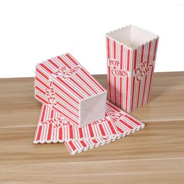 Take Out Containers 6PCS Plus Size Stripes Popcorn Treat Boxes Paper For Party - Red
