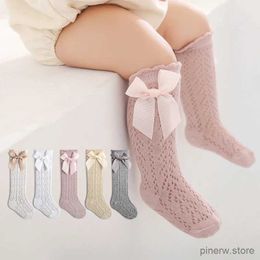 Kids Socks Baby Knee High Socks Kids Girls Boys Bow Long Sock Soft Cotton Mesh Breathable Children Hollow Out Socken for 0-3 Years Old