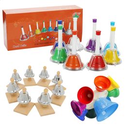8Note Colour Bell Children Toys Percussion Instrument Set Rattle Metal Musical Learning Toy Early Educational Teaching Aids 240131