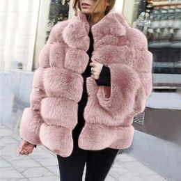 Women's Fur 2024 Winter Short Warm Jacket Outerwear Long Sleeve Plush Thick Coats Women Luxury Faux Coat Black Overcoat