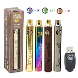 Brass Knuckles 900mAh VV Battery Button Adjustable Voltage Batteries for 510 Carts Cartridge Concetrate Wax Pens with USB Charger