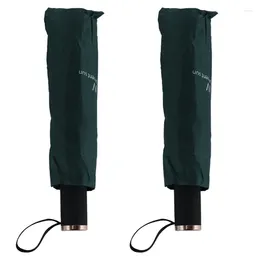 Umbrellas 2X UV Clear Umbrella Three Fold Thickened Black Glue Sunscreen Sun Nine Plywood Parasol Green