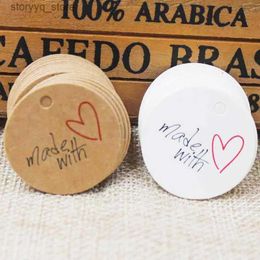 Labels Tags 100pcs 3*3 Zerong Made with love wedding label paper vintage thank you swinghang tag for gifts candy Favours display label tag Q240217