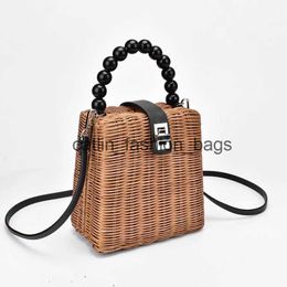 Shoulder Bags 2019 Brand Designer bead hand-woven straw bag women samll Tote for Summer Travel Handle Bag Ladies GirlH24217