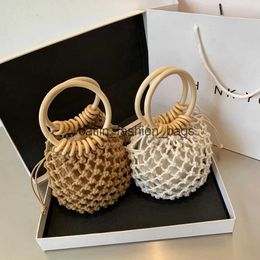 Totes Summer straw Woven Rattan Beach Bag Ladies Purses Handbag Wrist Pack Women Handle Female Bucket Tote Knit Travel ShopperH24217