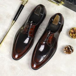 Dress Shoes Luxury Men's Oxford Fashion Italian Leather Formal Black Brown Lace Up Wedding Office Shoe