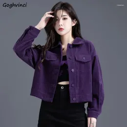 Women's Jackets Corduroy Women Turn-down Collar 4 Colours Simple Single Breasted Students Clothing Autumn All-match Fashion Korean Style