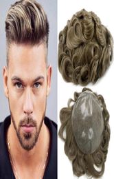Stock Fashion Mixed Brown Colour Toupee for Thinning Hair Men Lace Men039s Wig Hair Pieces Brazilian Human Hair Replacement35209425624913