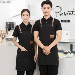 Aprons Waterproof Kitchen Apron For Women/Men With Pockets Work Mandil Cleaning Pinafore Restaurant Shop Waiter Work Uniform